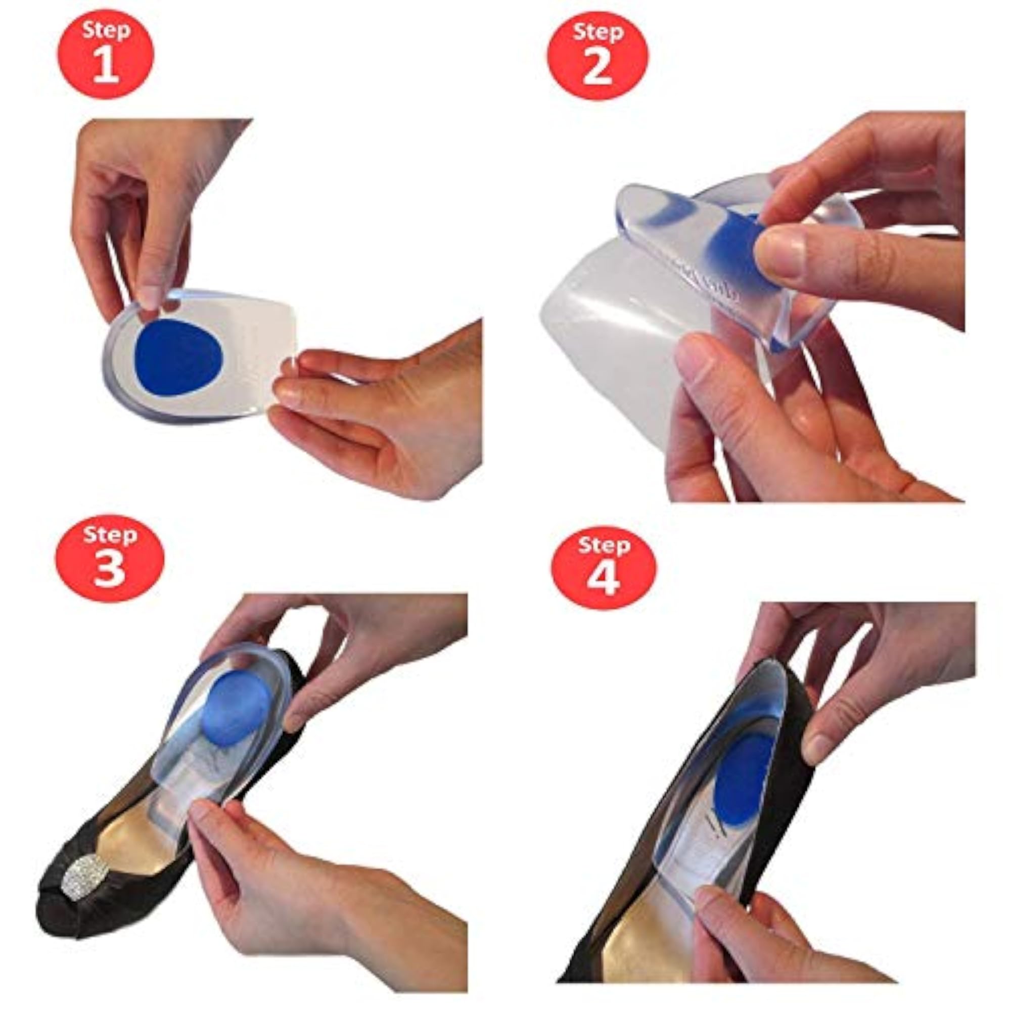 Silicone Gel Heel Protector Insole Cups - 2 PCS